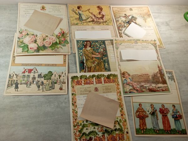 Lot de 8 télégrammes illustrés belgique Belge